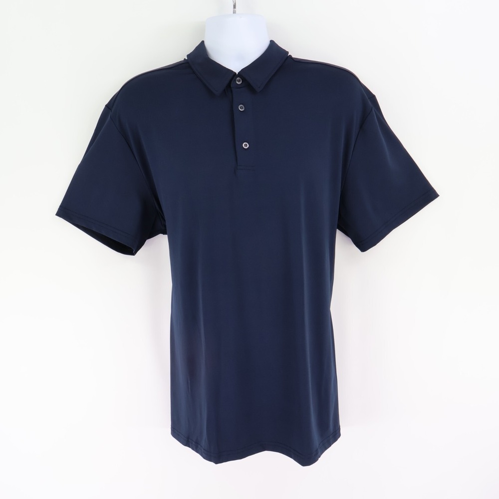 G.H. Bass & Co. Polo Golf Shirt Mens XL Navy Blue STRETCH Polyester Blend Collar